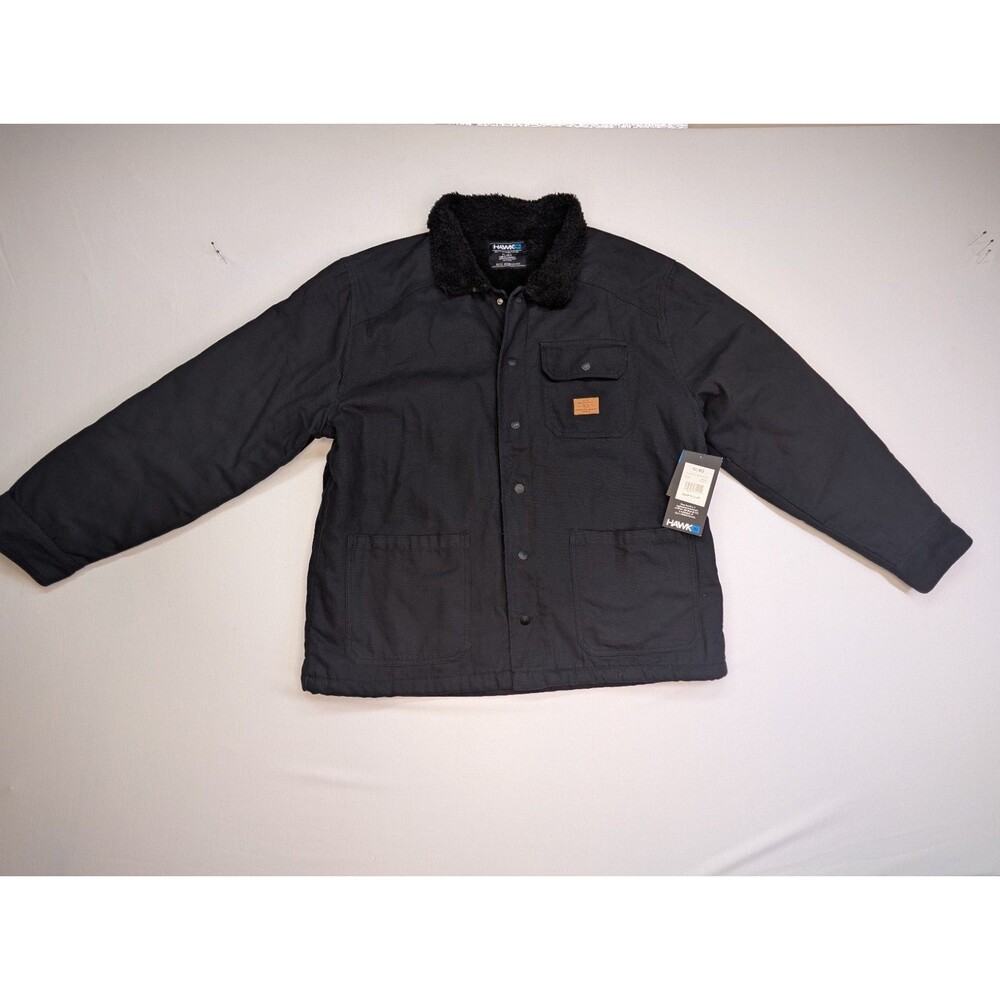 NWT Tony Hawk Panama Canvas Shacket Men XL Black Sherpa Lined Jacket Chore Coat